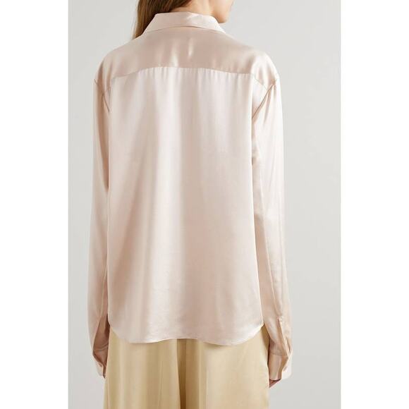 Khaite Argo Silk Charmeuse Top Blouse in Ecru 8 - Picture 3 of 4
